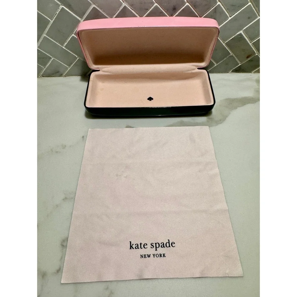 Kate Spade Authentic Hard Clamshell Eyeglasses Case Pink W Cloth Sunglasses
